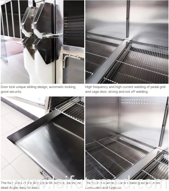 Factory Price Animal Veterinary Pet Cages Stainless Steel Vet Cat Cage with Wheels and Tray Oxygen Cage